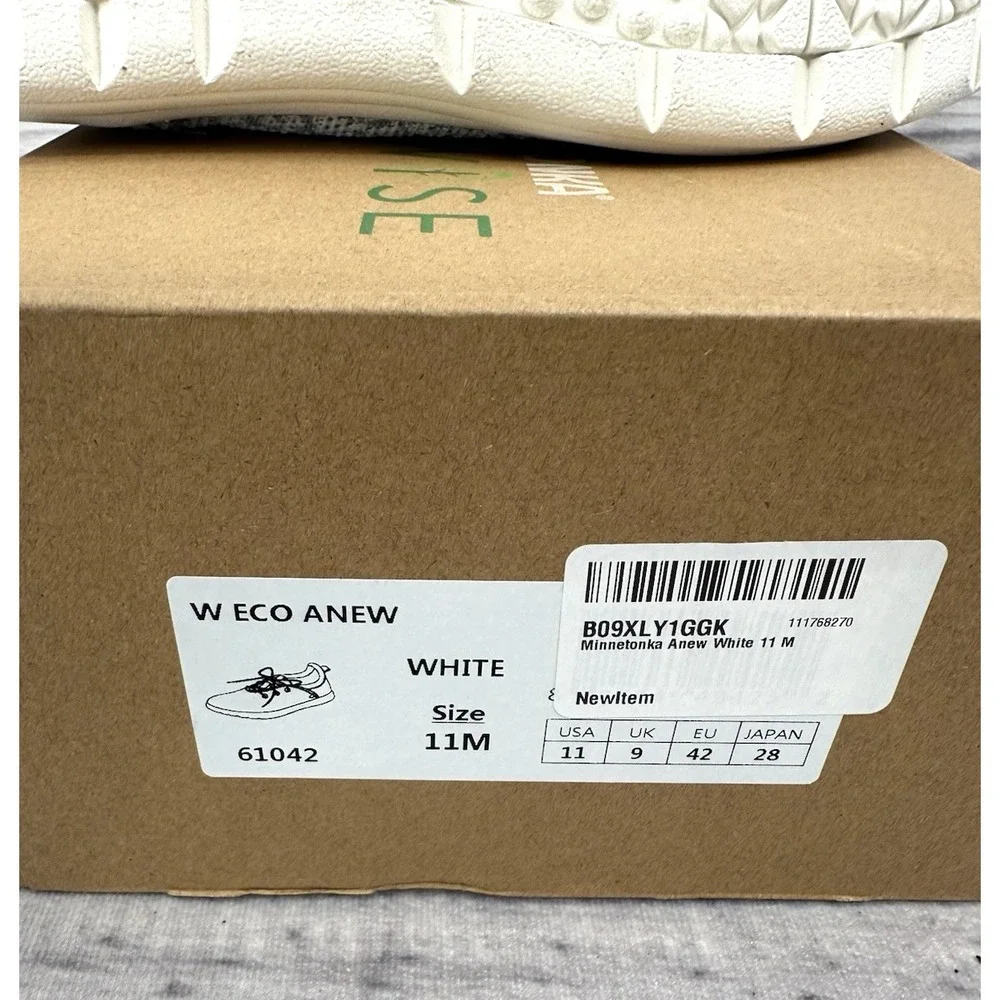 MINNETONKA ECOWISE ANEW KNIT SNEAKERS - WHITE / GREY - WOMEN'S SIZE‎ 11 M - NEW